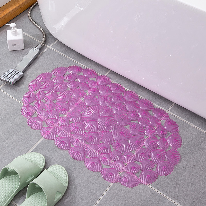 Wholesale PVC Bathroom Mat Oval Shell Bath Massage Foot Mat Bathtub Plastic Mat with Suction Cup Floor Mat