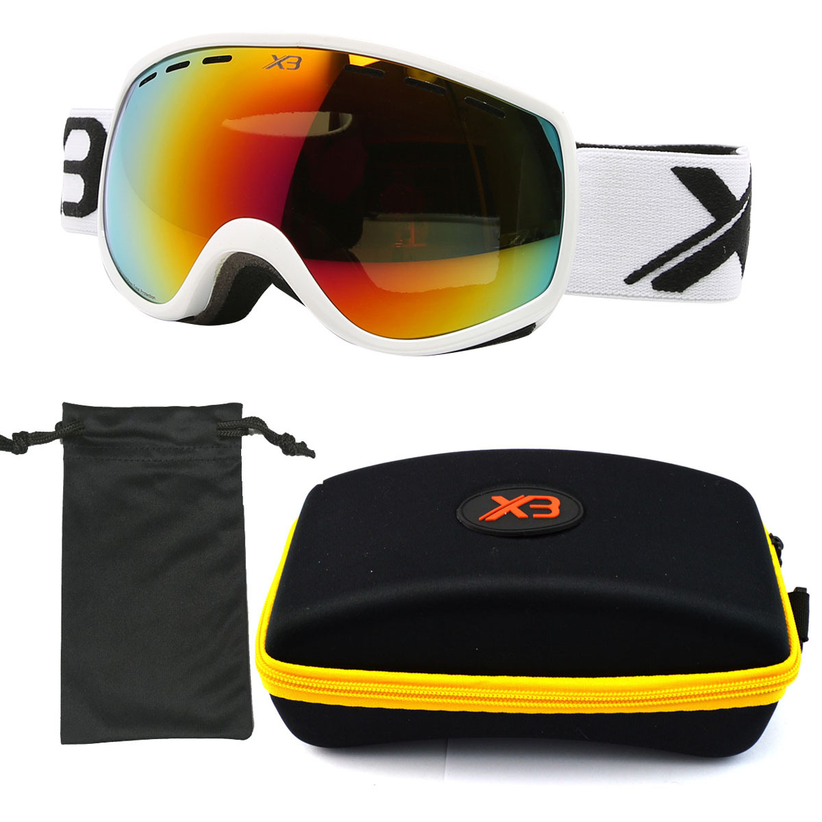 跨境电商镀膜镀彩儿童双层防雾滑雪眼镜 6-10岁挡风滑雪护目镜