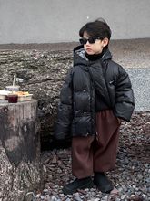 泰如2023冬季新款韩版男童百搭纯色加厚加绒休闲羽绒外套宝宝上衣