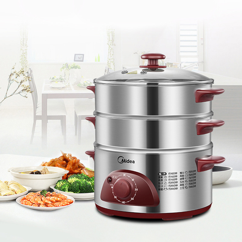 midea/美的电蒸锅wsyh26a不锈钢多功能超大容量三层家用正品蒸菜