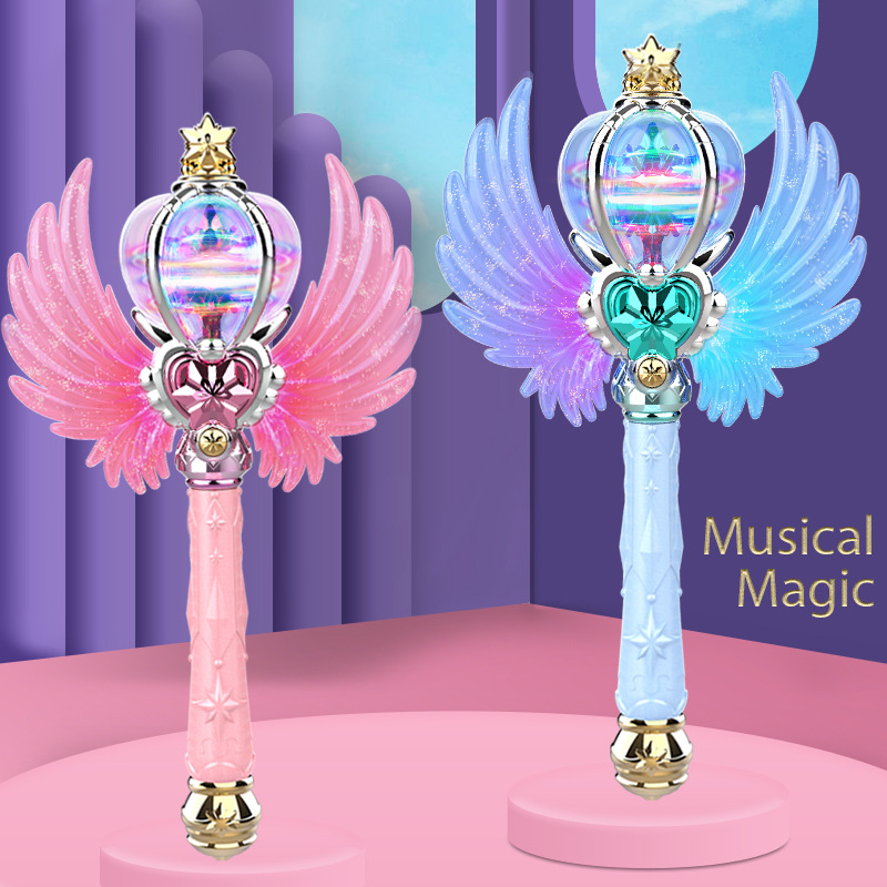 新品儿童女孩发光公主魔法棒 电动灯光音乐手持翅膀仙女棒玩具