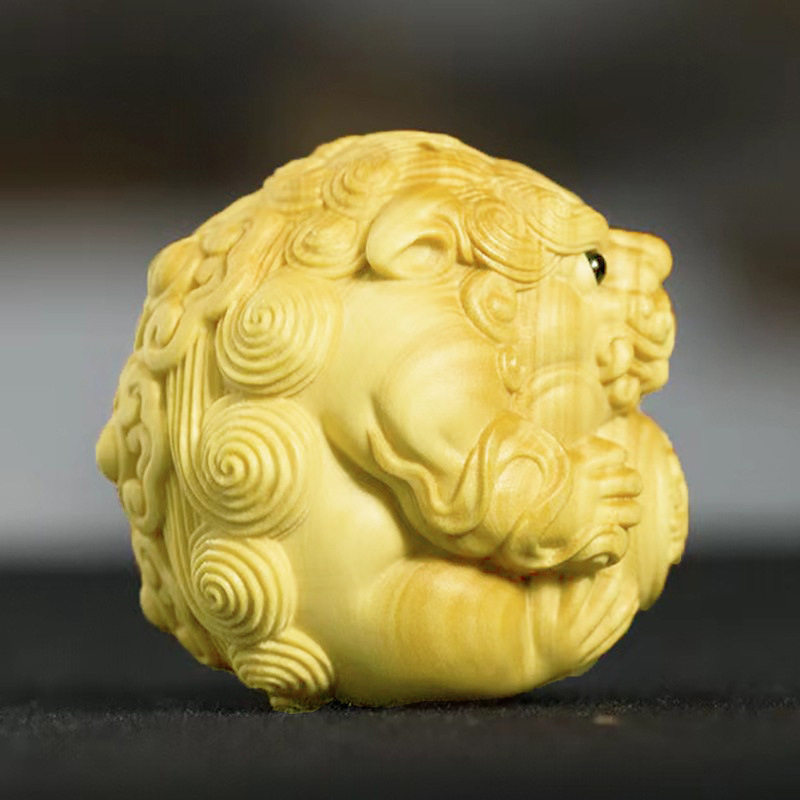 黄杨木雕招财进宝手把件貔貅抱球男士文玩把玩件转运旺财皮丘吊坠