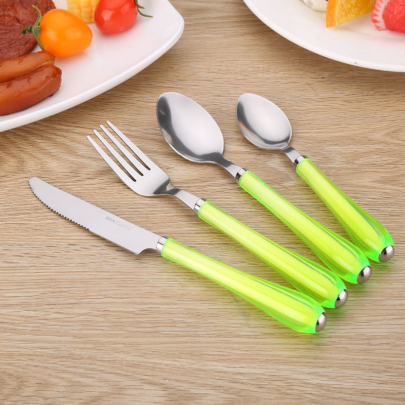 Wholesale 24Pc Stainless Steel Tableware Set Stainless Steel Spoon Western Food Knife and Fork Portable Tableware Gift Four-Piece Set