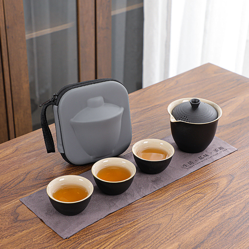 Factory Travel Tea Set Quick Cup One Pot Fills Three Cups Portable Tureen Small Set Outdoor Kung Fu Tea Set Tea Making Gift