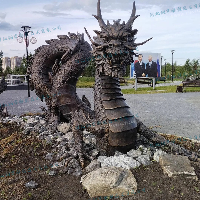 铸铜龙雕塑十二生肖龙二龙戏珠神龙雕像中国龙五爪龙纯铜动物飞龙