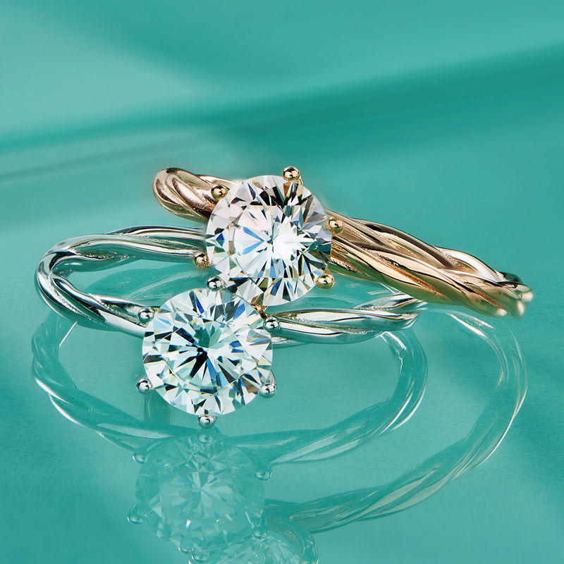 藤蔓戒指 莫桑钻石戒指欧美时尚小清新款式钻戒可定制18k白金钻戒