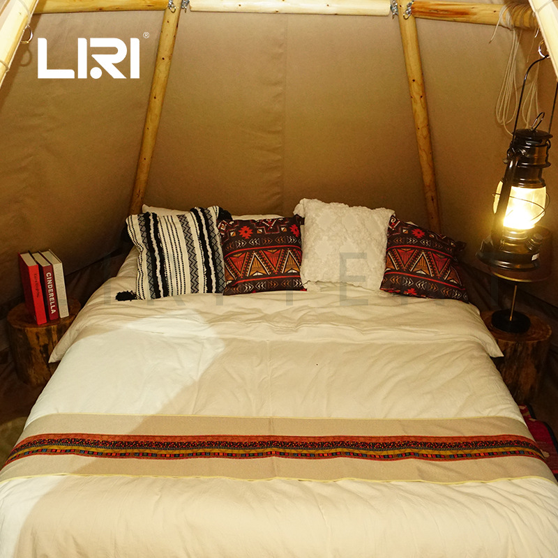网红尖顶木杆印第安金字塔tipi篷房豪华露营帐篷野奢酒店帐篷定制