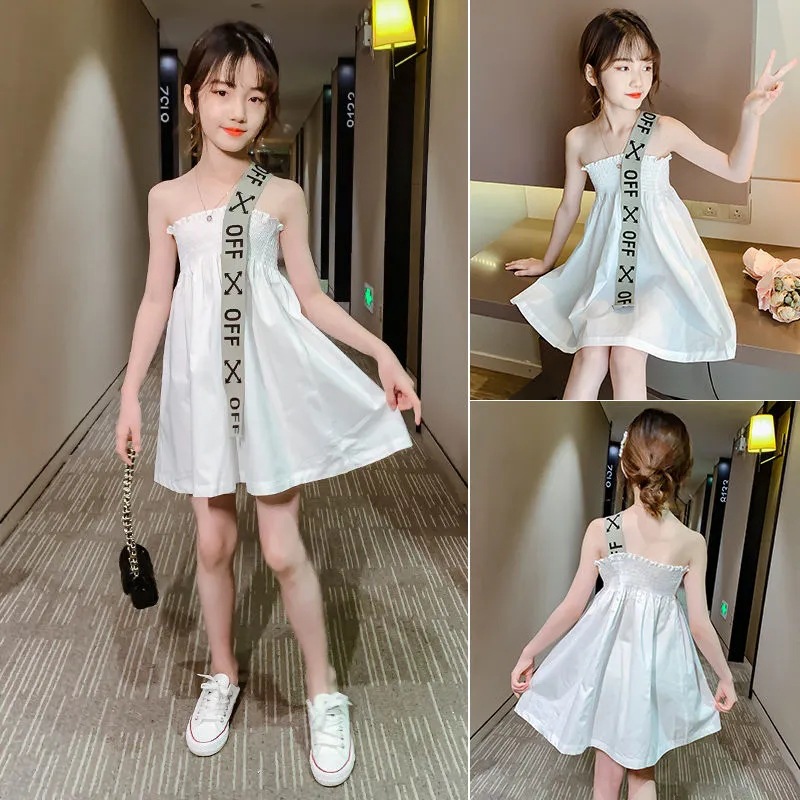 女童连衣裙夏季新款2022洋气儿童裙子网红韩版女孩露肩抹胸吊带裙