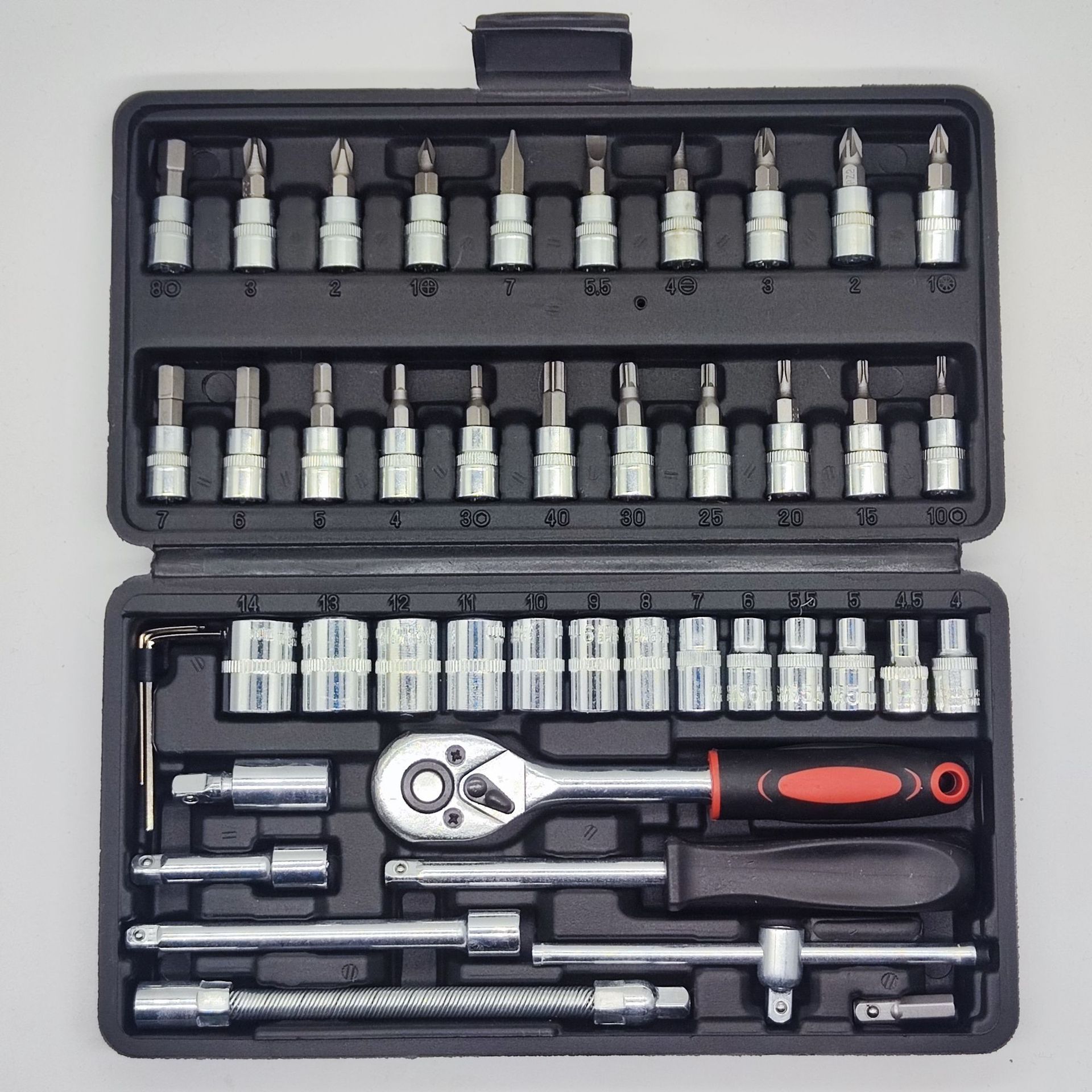 46-Piece Tool Socket Screwdriver Wrench Ratchet Wrench Hexagon Combination Set Motorcycle Repair Tools