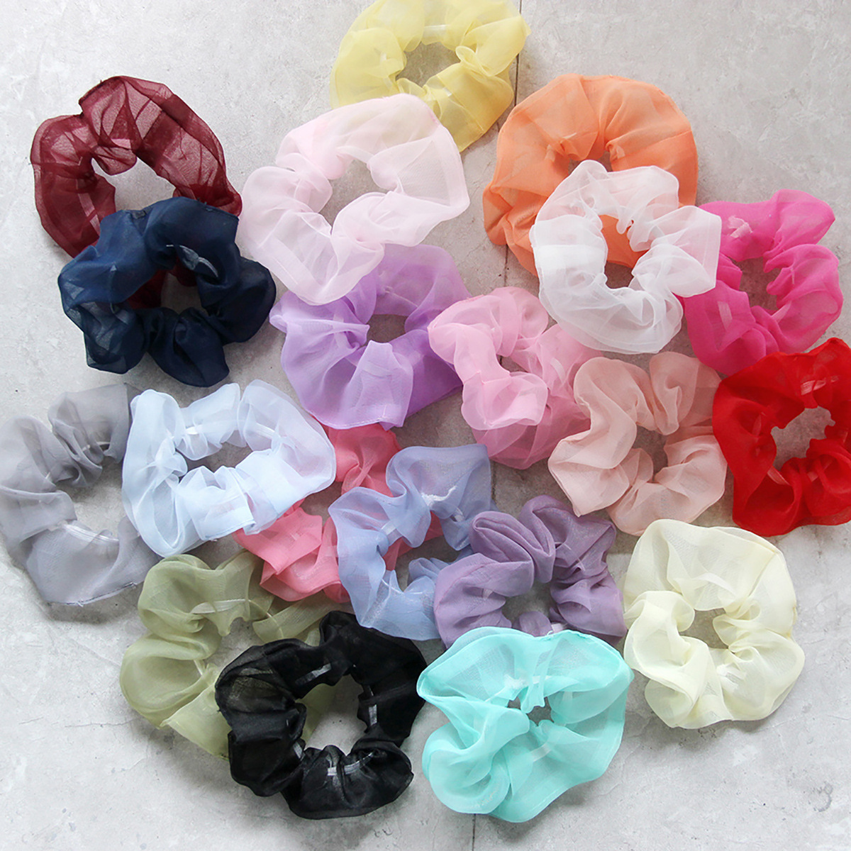 New Spring and Summer French Meteor Yarn Tulle Large Intestine Hair Band Fairy Temperamental Chiffon Hair Rope Large Intestine Ring Head Rope