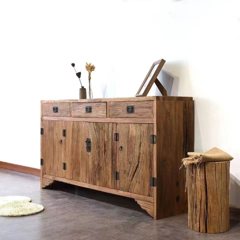 老榆木客厅储物柜家用靠墙收纳抽屉柜中式实木餐边柜-阿里巴巴