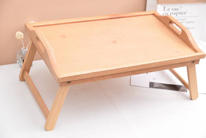 木质折叠桌竹制简易电脑小桌子懒人折叠桌木质托盘户外野餐桌