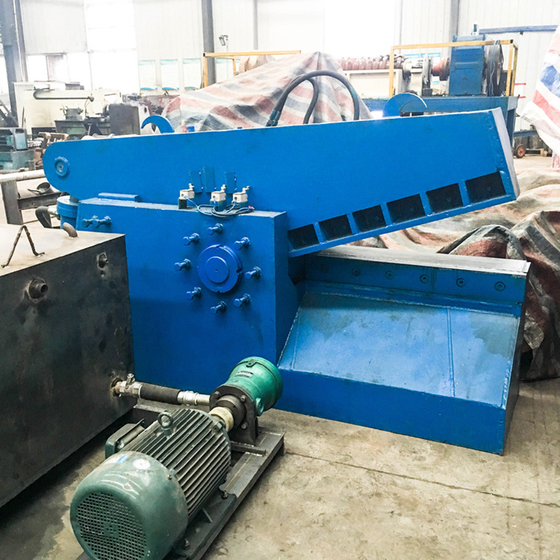 0成交2台废旧金属回收鳄鱼式剪切机 钢筋圆钢剪断机 800mm刀