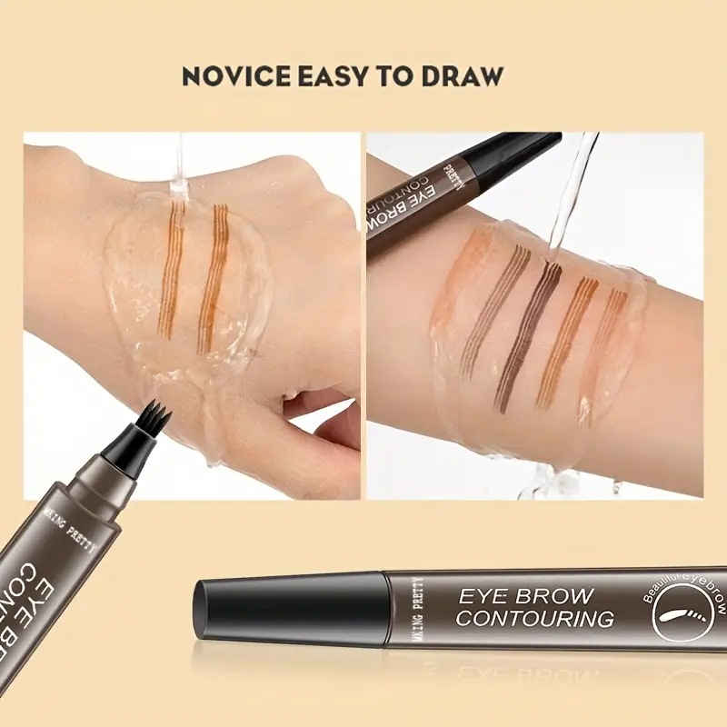 Four-Fork Liquid Water Eyebrow Pencil Four-Head Three-Dimensional Simulation Native Eyebrow Long Lasting Color Rendering Waterproof Sweat-Proof Eyebrow Pencil Can Be Sent on Behalf