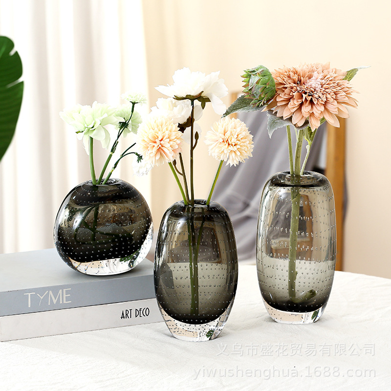 New Creative Upscale Glass Vase Nordic Style Glass Vase Decoration Artistic Living Room Hydroponic Flower Decorations