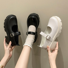 白色玛丽珍小皮鞋女2023夏季薄款cosplay厚底粗跟高跟日系jk单鞋
