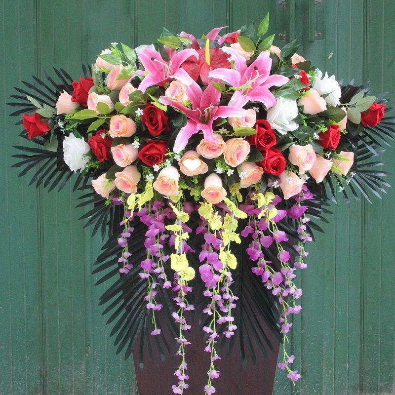 主持台仿真花演讲台花会议室假花摆件前台台下垂花会议桌装饰挂花