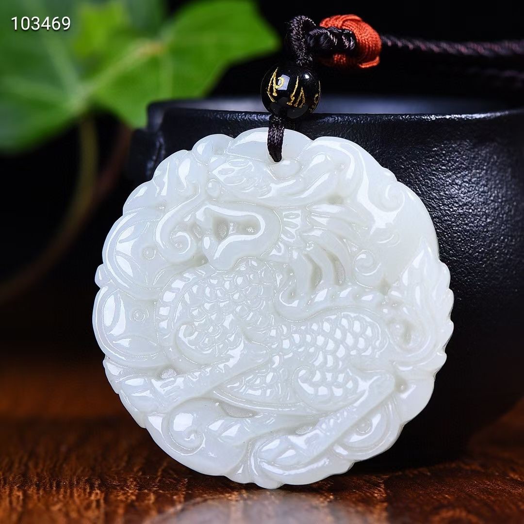 新疆和田玉白玉麒麟吊坠情侣款玉牌玉石送项链绳