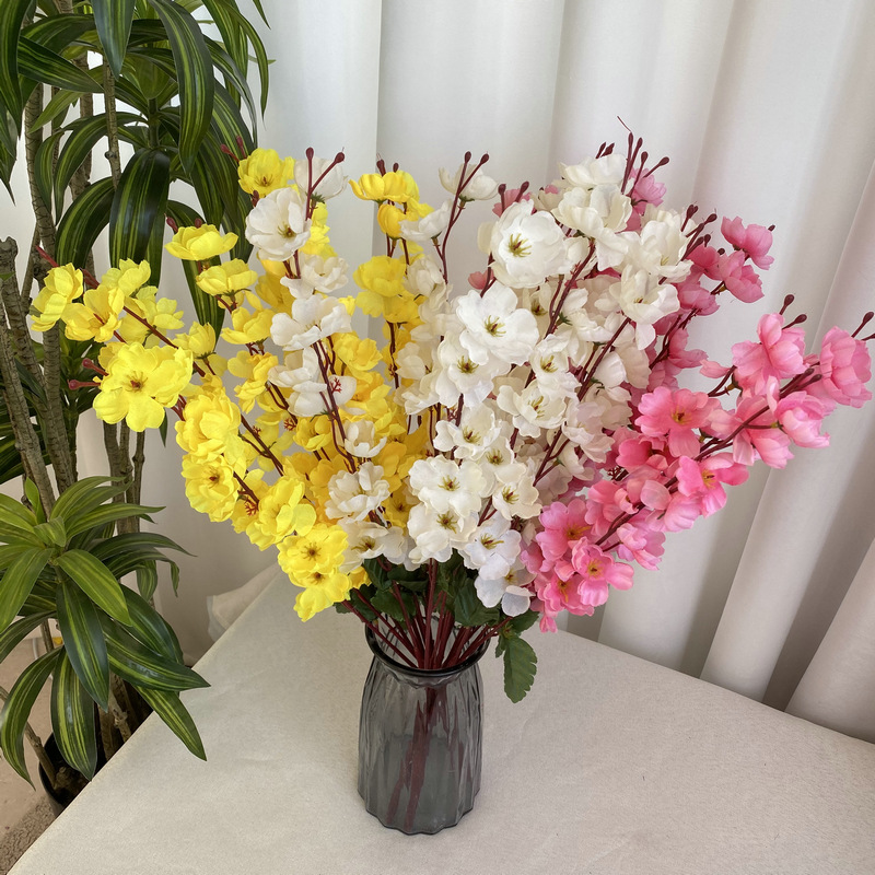 9 Fork Peach Blossom Garden Landscape Artificial Flower Peach Blossom Wedding Home Decoration Fake Flower Single Silk Flower Wholesale