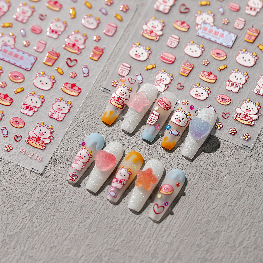 tensor新工艺卡通龙款美甲贴纸背胶美甲贴立体果冻胶系列m-236