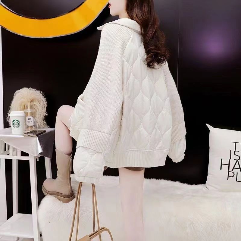 大码胖mm200斤设计感拼接毛衣开衫女厚短款网红超火秋冬新款外套