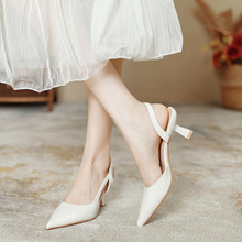 欧美尖头穆勒鞋女夏季新款法式细跟配裙仙女包头后空时尚高跟凉鞋