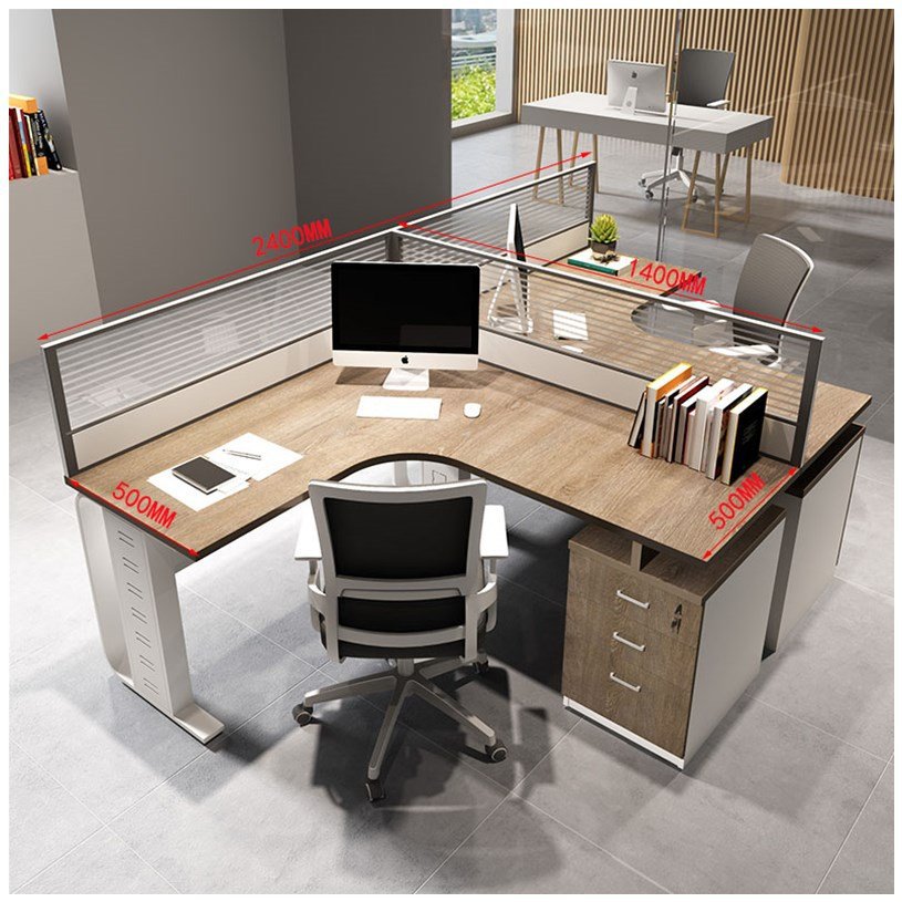 四人位职y员桌椅组合屏风隔断4人位办公桌现代简约员工桌l电脑台