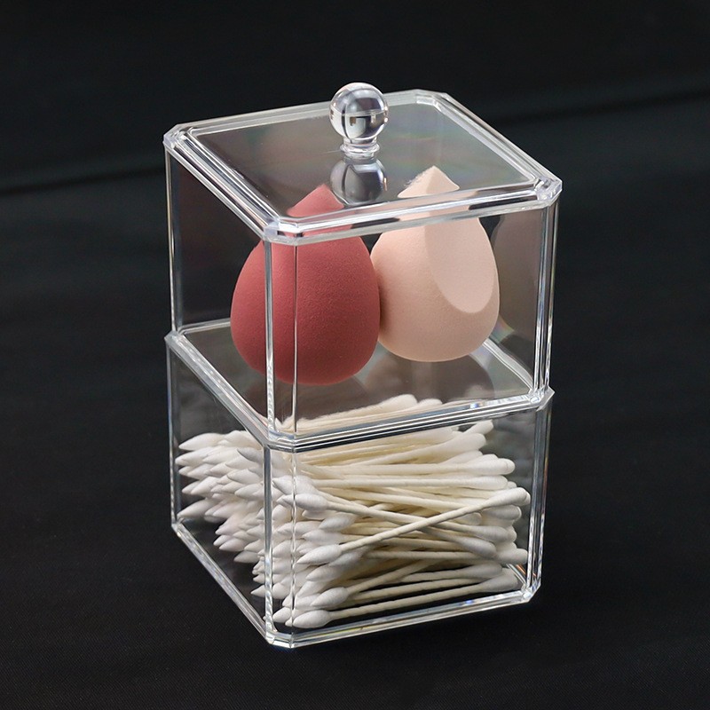 Transparent Desktop Toothpick Storage Box with Lid Facial Wipe Box Multifunctional Cotton Swab Dresser Cotton Puff Finishing Box