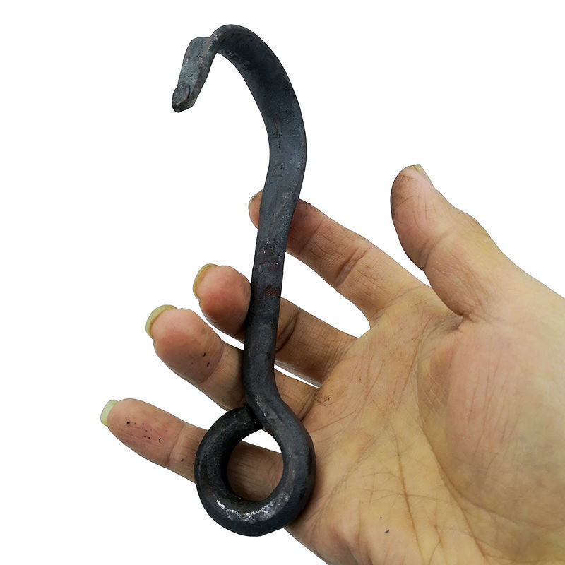 扁担钩子老式扁担钩纯手工锻打复古精铁扁担勾子挑300斤挂钩吊钩