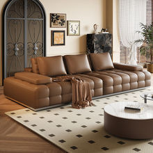 意式极简真皮沙发组合别墅大户型客厅头层牛皮设计师款