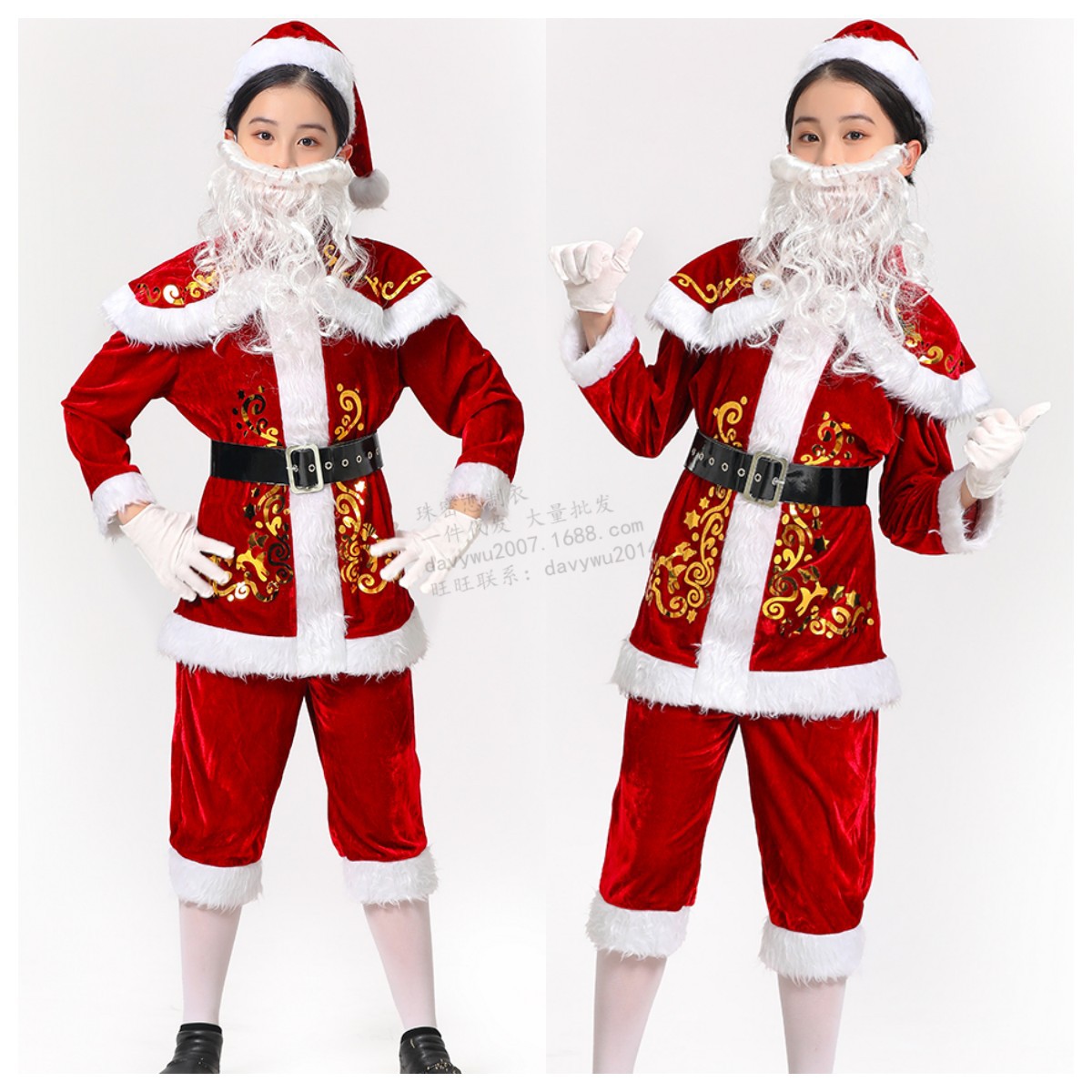 亚马逊儿童圣诞节舞会派对服圣诞服演出服制服男女圣诞老人舞台装