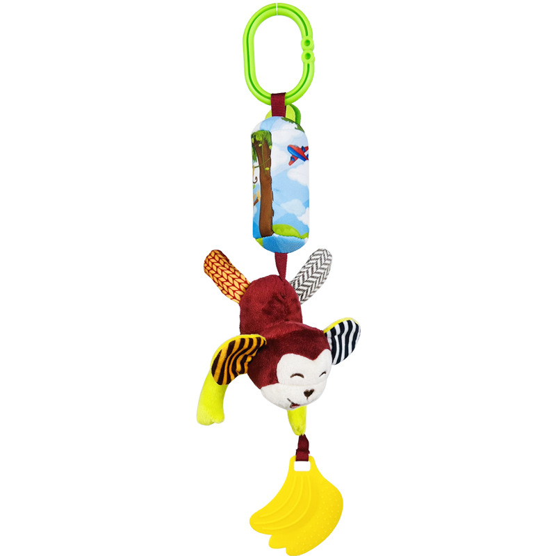 Baby Wind Chimes Teether Crib Hanging Rattle Toy Cartoon Teether Pendant Zipper Bag Packaging Baby Products