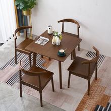 网红全实木正方形餐桌阳台四方桌子日式家用小户型咖啡厅餐桌休闲