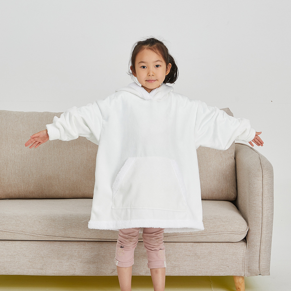 Sublimation Lazy Sweater Nightgown Single Pocket Boy Girl 350G Composite Lambswool Home Wear Loose