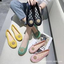 魅力鲨夏季新款女士单鞋休闲时尚纯色菊花包头平底室外圆头凉鞋