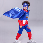 欧美国队长超人蜘蛛侠斗篷cos动漫卡通人偶服男童儿童套装长袖秋