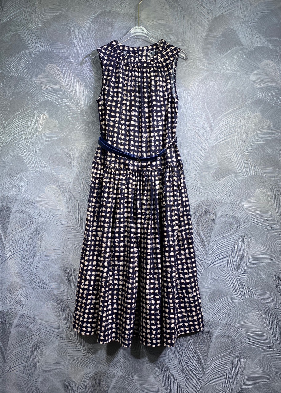 丰盈盈外贸女装 2024夏季新款 圆领棉布格纹背心连衣裙 现货实拍