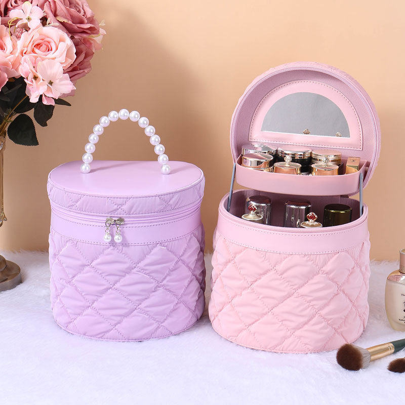 new bubble grid cosmetic case high-grade hand gift waterproof suitcase portable large capacity cosmetic bag factory wholesale