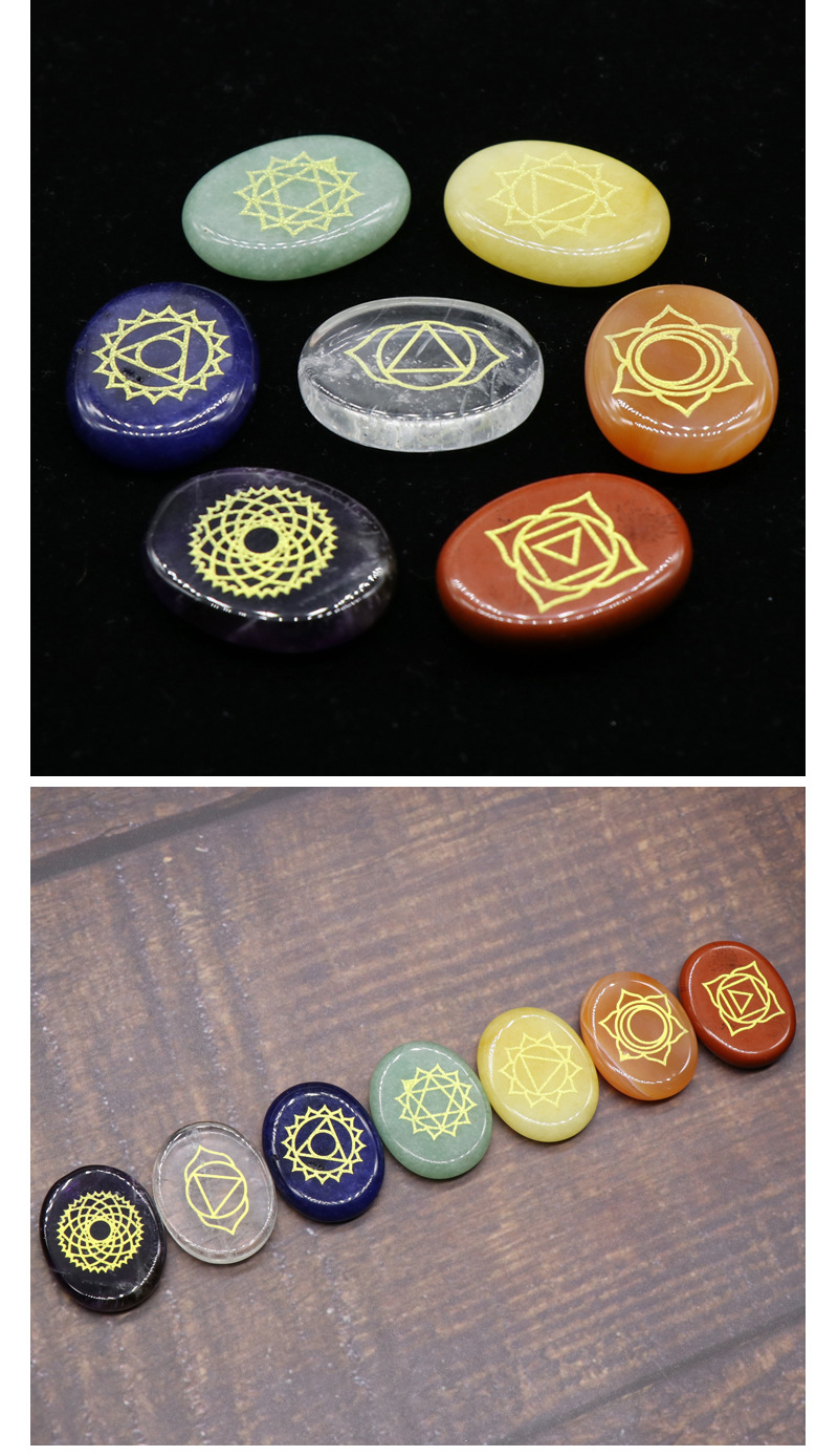 7chakra七脉轮瑜伽石 天然水晶宝石玛瑙 跨境直播货源查克拉石