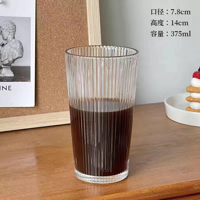 glass cup Wholesale Simple Summer with Lid Cup with Straw Good-looking Glass Water Cup Coffee Cup Cold Drink Fruit Drink Cup Ins