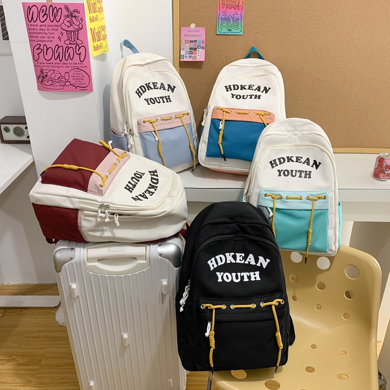 High School Ins Backpack Middle School Student Schoolbag Female Junior High School Student Contrast Color Backpack