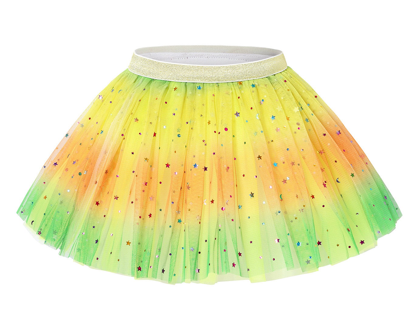 新款纱裙半身裙儿童彩虹亮片裙tutu裙欧美蓬蓬裙舞蹈演出服
