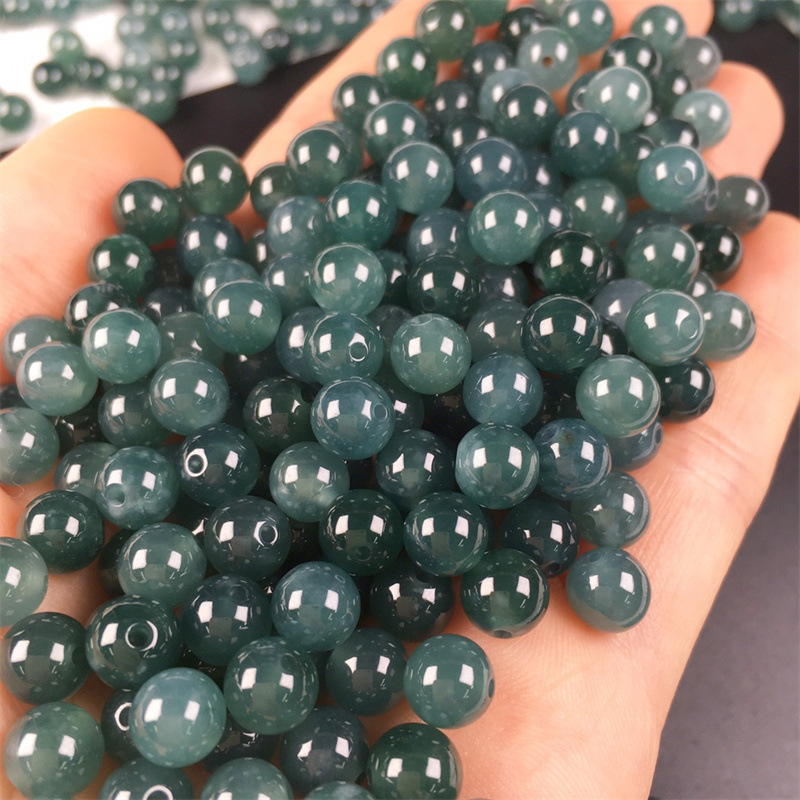 翡翠a货危地马拉散珠 冰种圆珠老蓝水手串珠子diy 配饰手链项链批