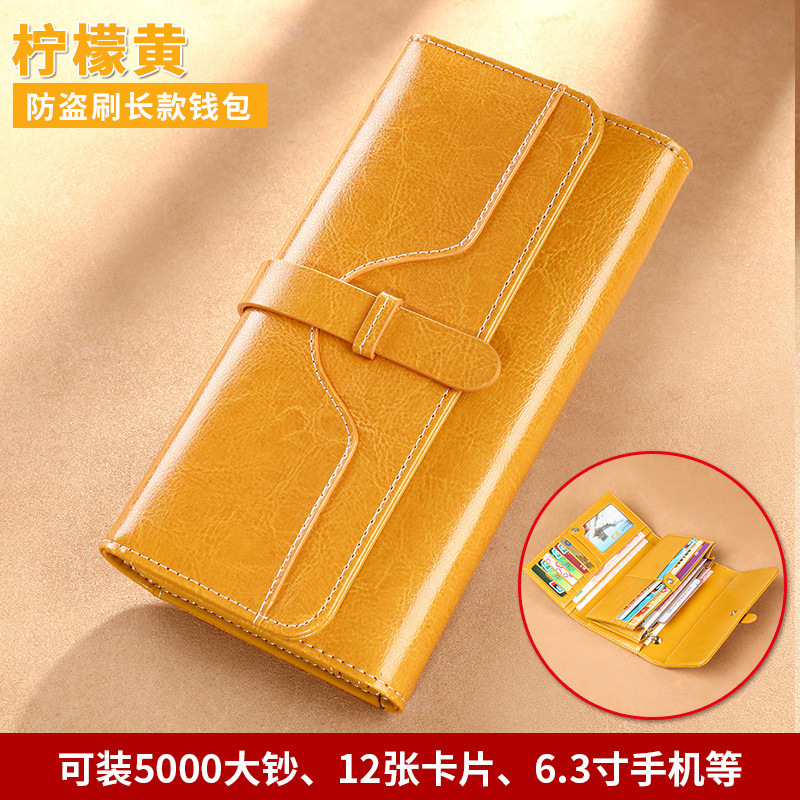 Genuine Leather Clutch Bag Women's Long Wallet Multiple Card Slots Multifunctional Mobile Phone Bag Large Capacity Versatile Wallet Card Holder Handbag