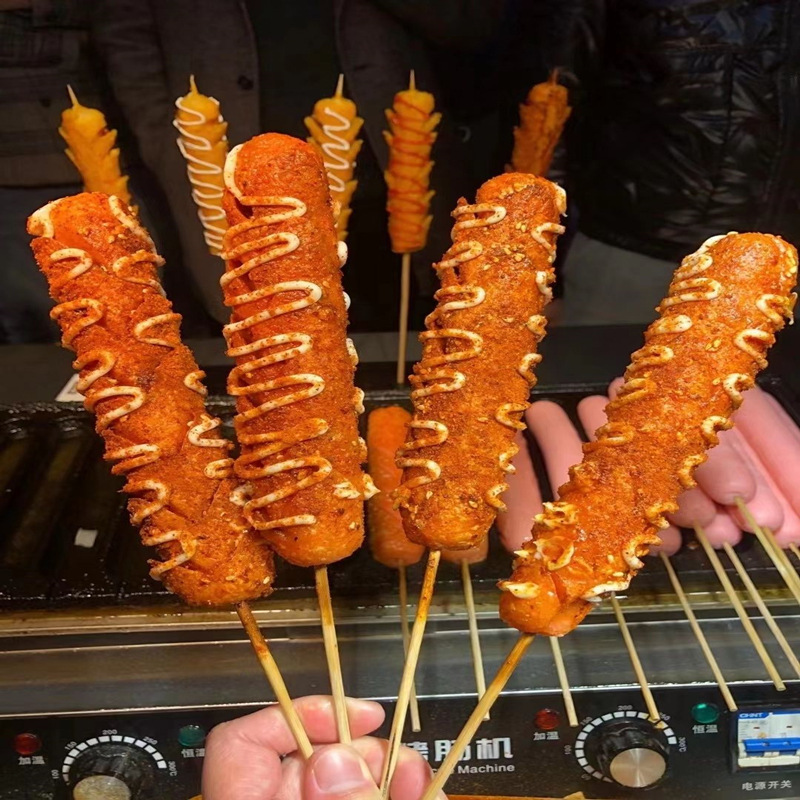 黄金脆皮烤肠秘制配方酱料现摆摊小推车烤肠机