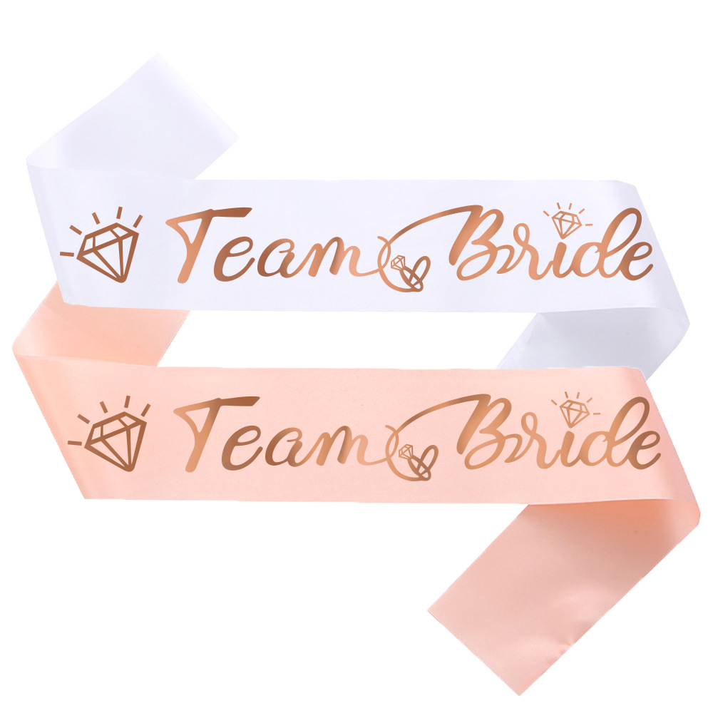 Wedding Bachelor Party Team Bride Shoulder Strap Bridesmaid Etiquette Belt Rose Gold Champagne Ribbon Bronzing