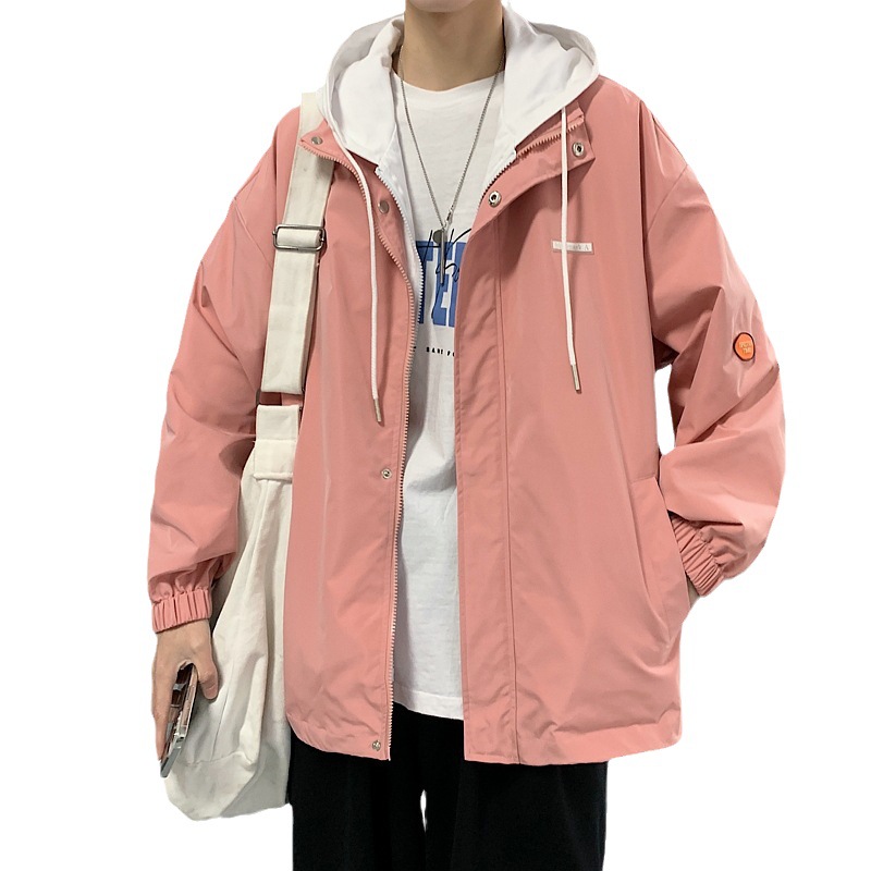 Jacket Men's False Two Pieces Casual Coat Spring and Autumn New plus Size Hooded Student Wear Tooling Loose Fashion Brand Men's Clothing