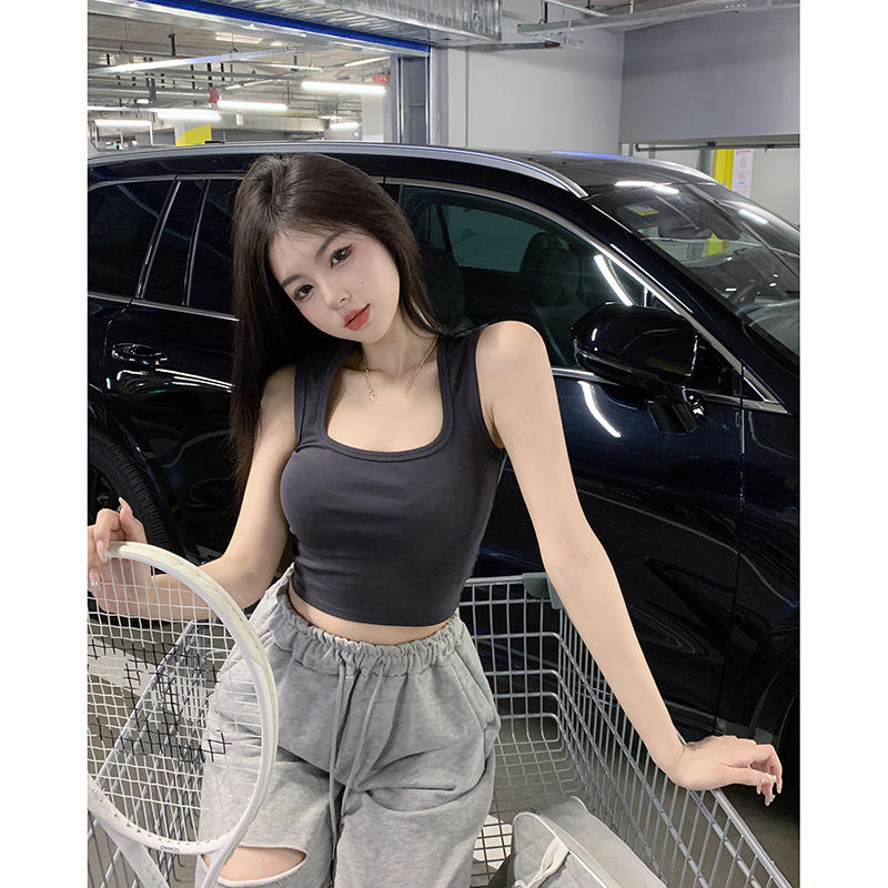 港味背心女夏季外穿辣妹运动短款遮副乳内搭性感无袖吊带上衣