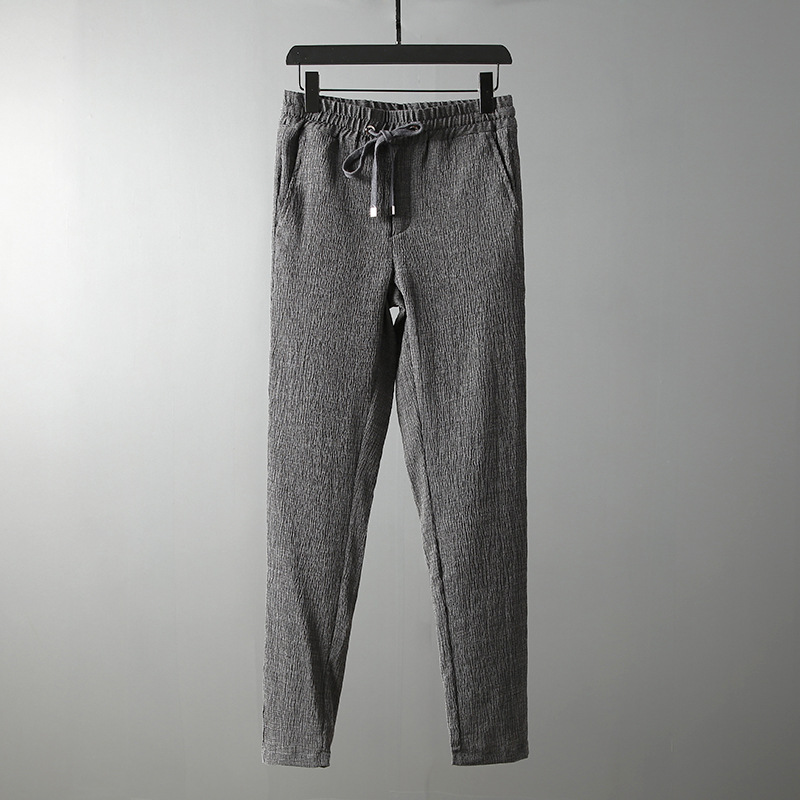 外贸日单人手几件人棉休闲裤男流行帅气弹力裤子包边收紧束脚长裤