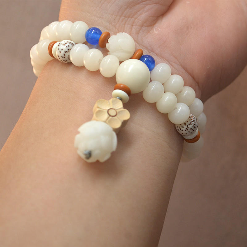 白菩提子手链手串佛珠配饰白色男女手持念珠双圈成品真品天然批发